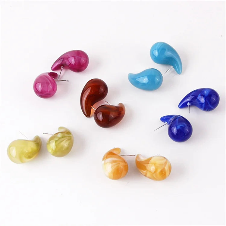 Wholesale Lightweight Clear Blue Purple Green Resin Acrylic Chunky Teardrop Stud Earrings for Women