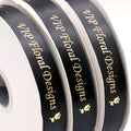 Custom Printed Eco-friendly Recycled 3D Gold Foil Satin Ribbon 100% Polyester Logo Package Single Face Decoration Black/White