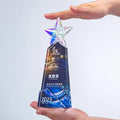 Customizable Five-Pointed Star Crystal Trophy Creative Annual Meeting Large Event Award Colorful Stereo Carved Model for