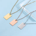 2022 Hot Sale DIY Engravable Necklace Stainless Steel Necklace Glossy Square Pendant Necklace for Women Men