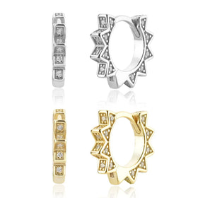 FUAMAY Aretes De Plata 925 Silver Punk Chunky Gold Plated Hoop Earrings Sun Shape Earrings