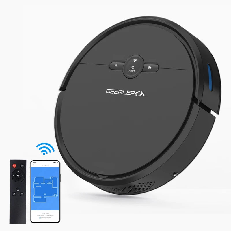 GEERLEPOL Powerful Smart Vacuum Robot Cleaner with Long Time Mapping Navigation Wet and Dry Function Perfect for Pet Hair