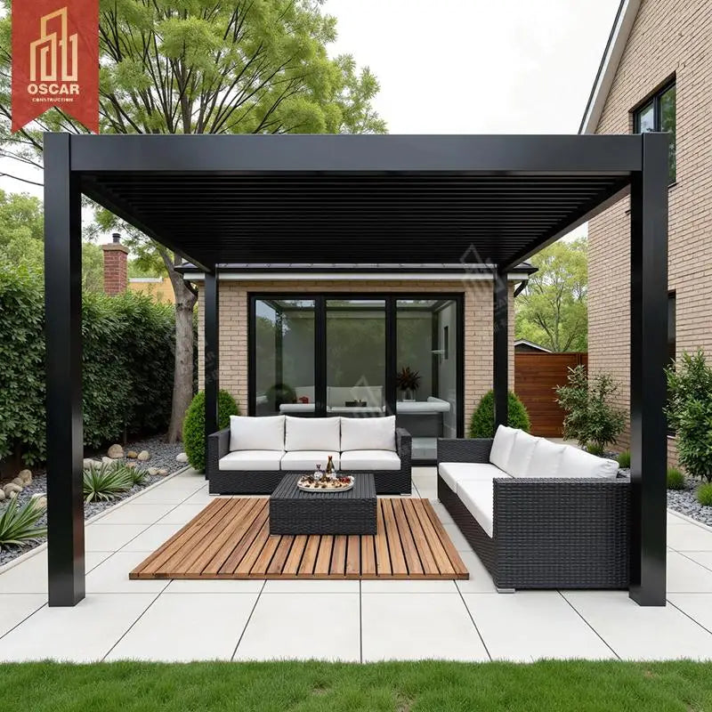 Motorized Manual Louvered Aluminum Outdoor Patio Garden Terrace Adjustable Shade Shelter Pergola