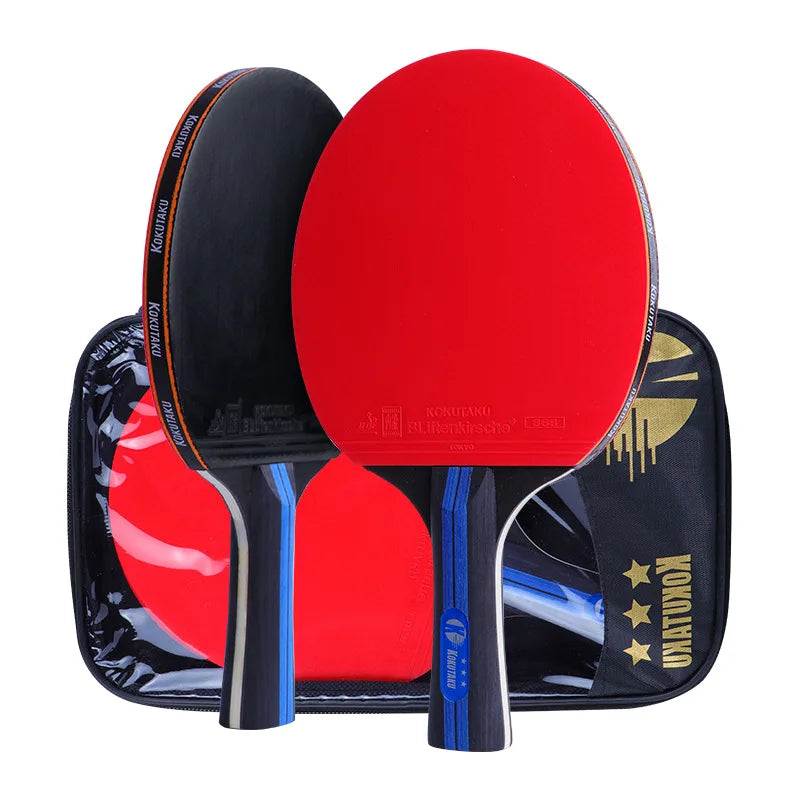 KOKUTAKU 3-Star Table Tennis Racket Set Pure Wood Professional Training Table Tennis Racket