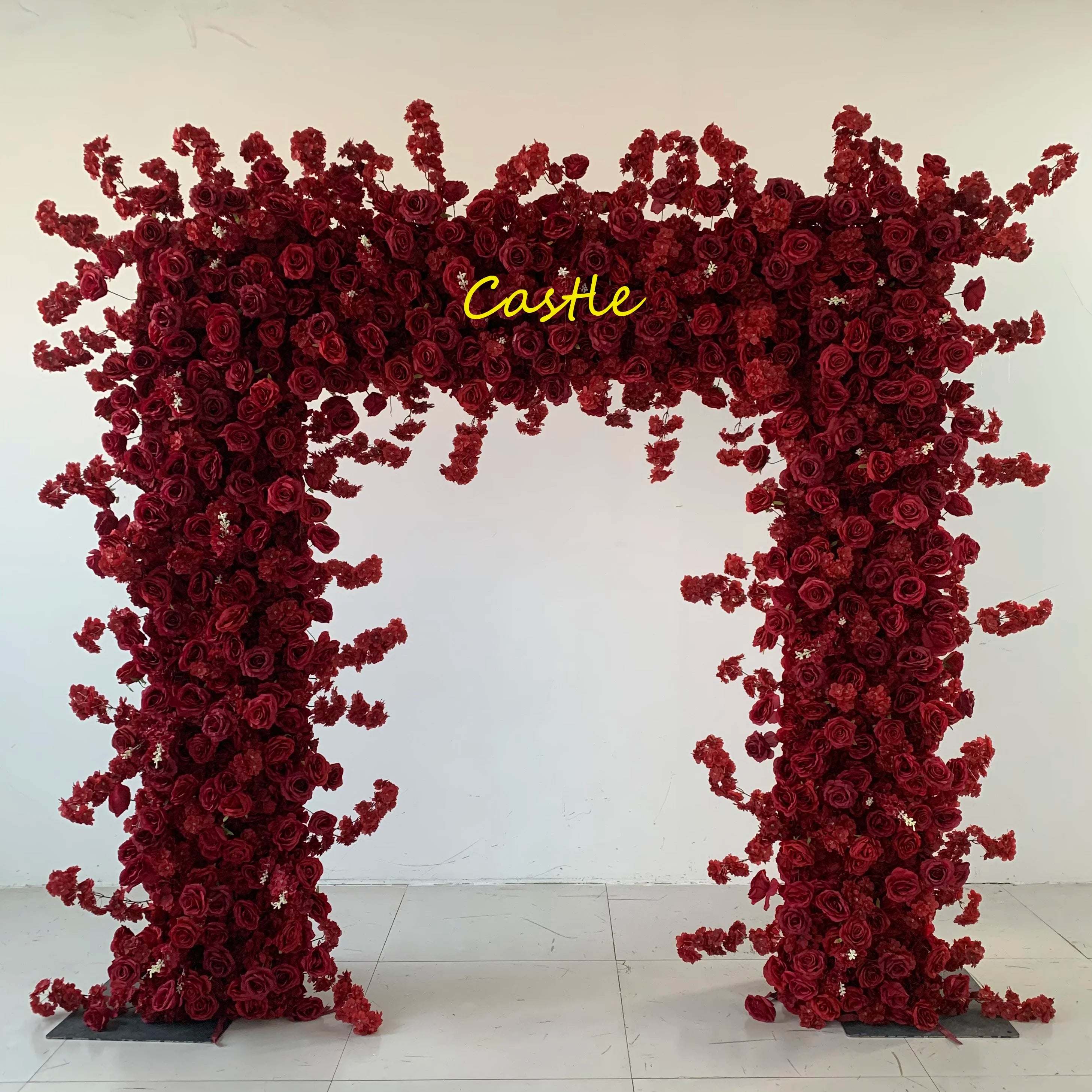 O-W045 Customs 3d Square Flower Arch Backdrops White Burgundy Cloth Back Flowers Arch Decorations for Wedding Part Decor