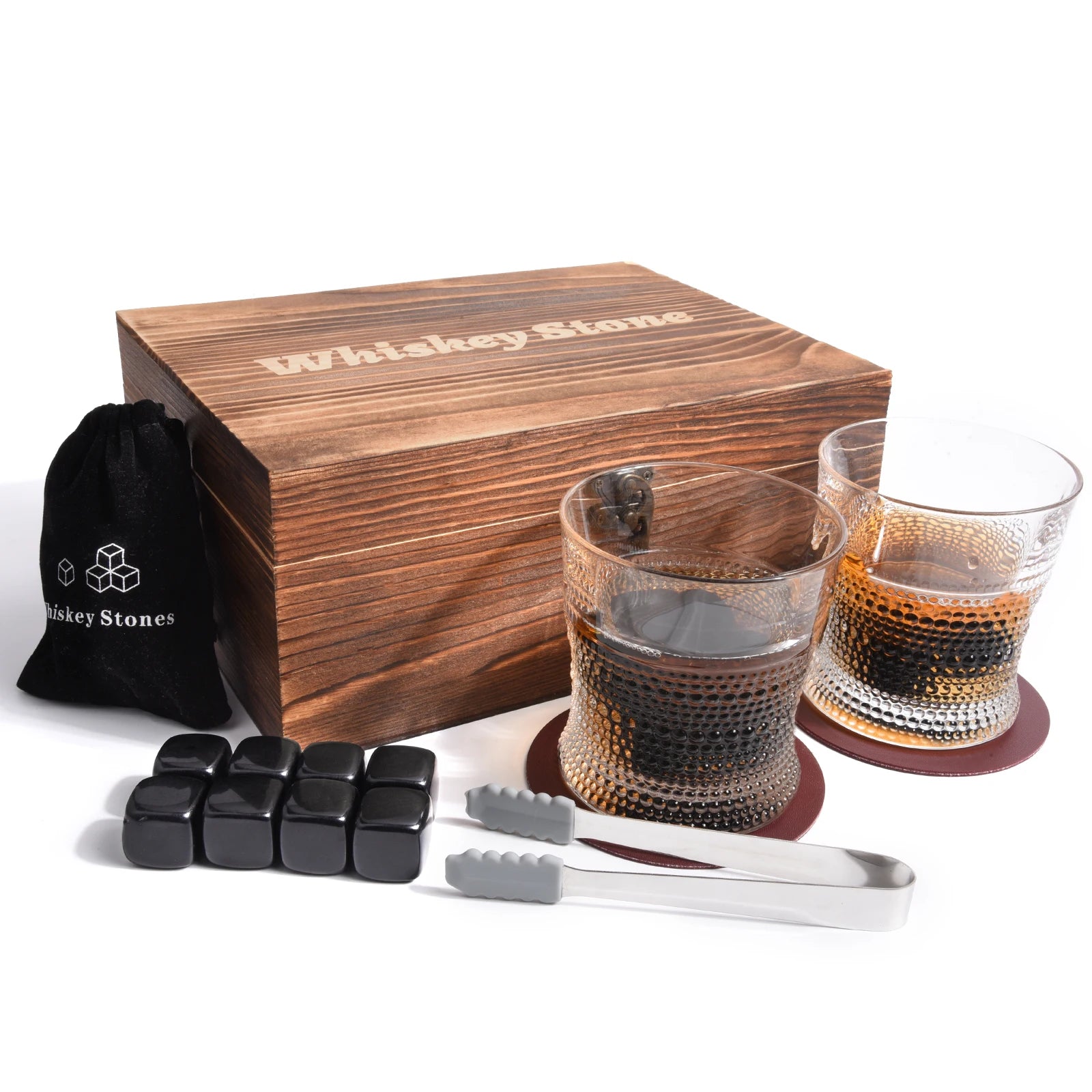 WEIBU Whiskey Stone Luxury Whiskey Glass Set for Whiskey Lover Natural Ice Cube Set