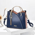 Luxury Handbags Stitching Color Leather Tote Bag Shoulder Women's Hand Bags Fashion Pendant Office Bags for Ladies