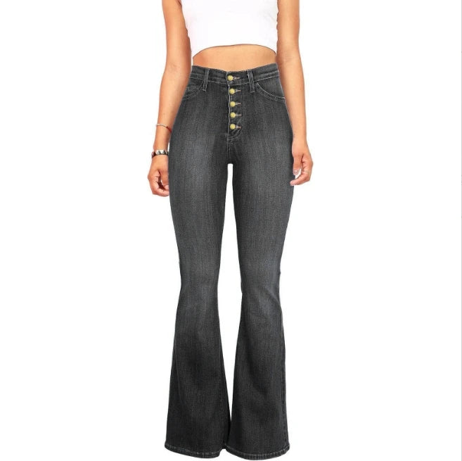 Women's Fashionable  High Waisted and Perky Flared Jeans