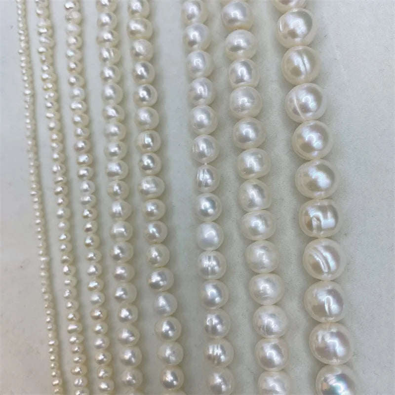 A Wholesale Real Strand Pearl Strand Jewish Pearl Beads with Holes Hot Selling Freshwater Pearl Strand Loose Beads Round Natural
