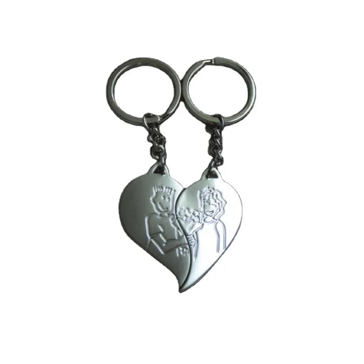 Couple Acrylic Metal Key Chain Custom Photo Creative DIY Cartoon Double Transparent Couple KeyChain