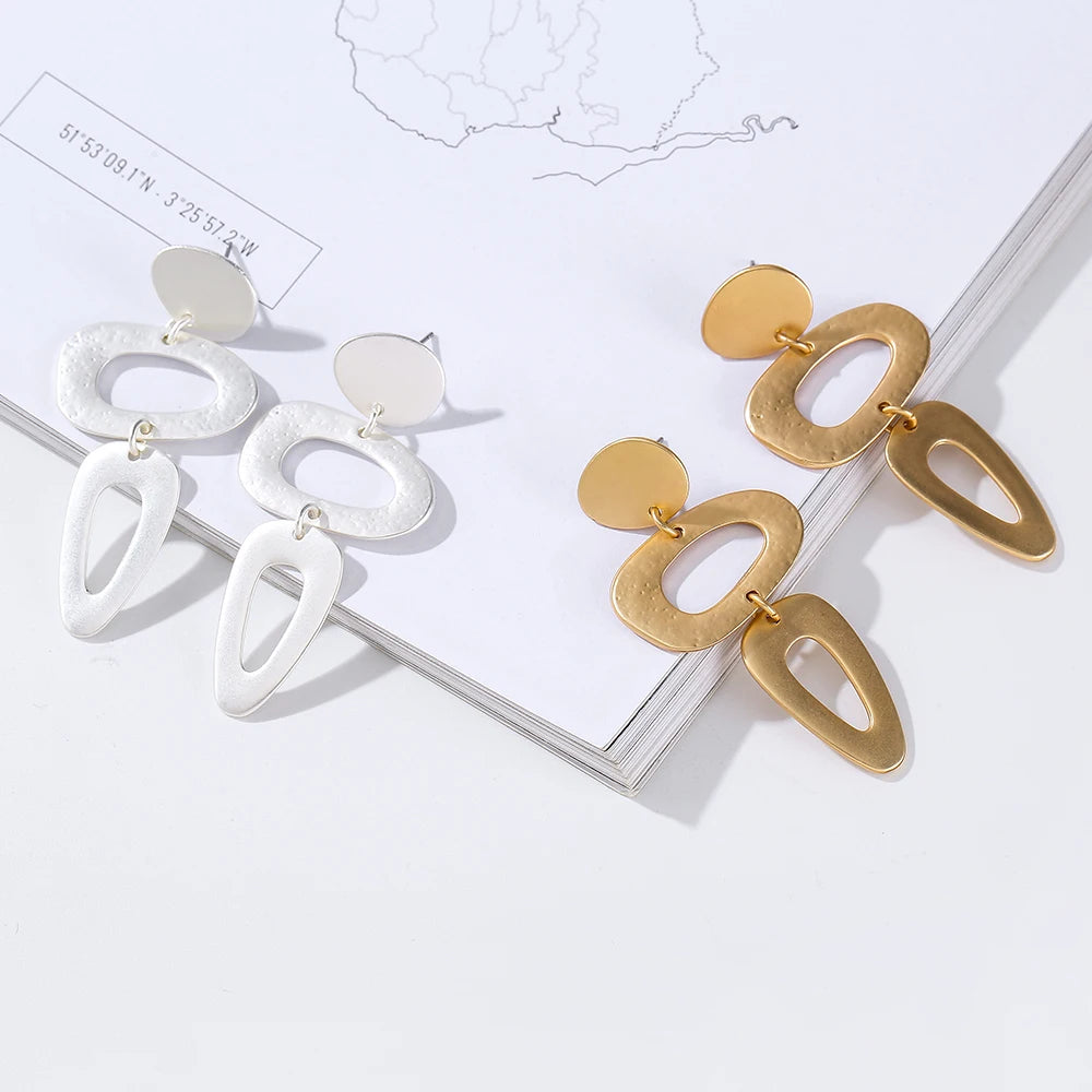 TongLing European Vintage Statement Double Hoop Drop Earring Vintage Dangle Earring for Daily Party Wearing