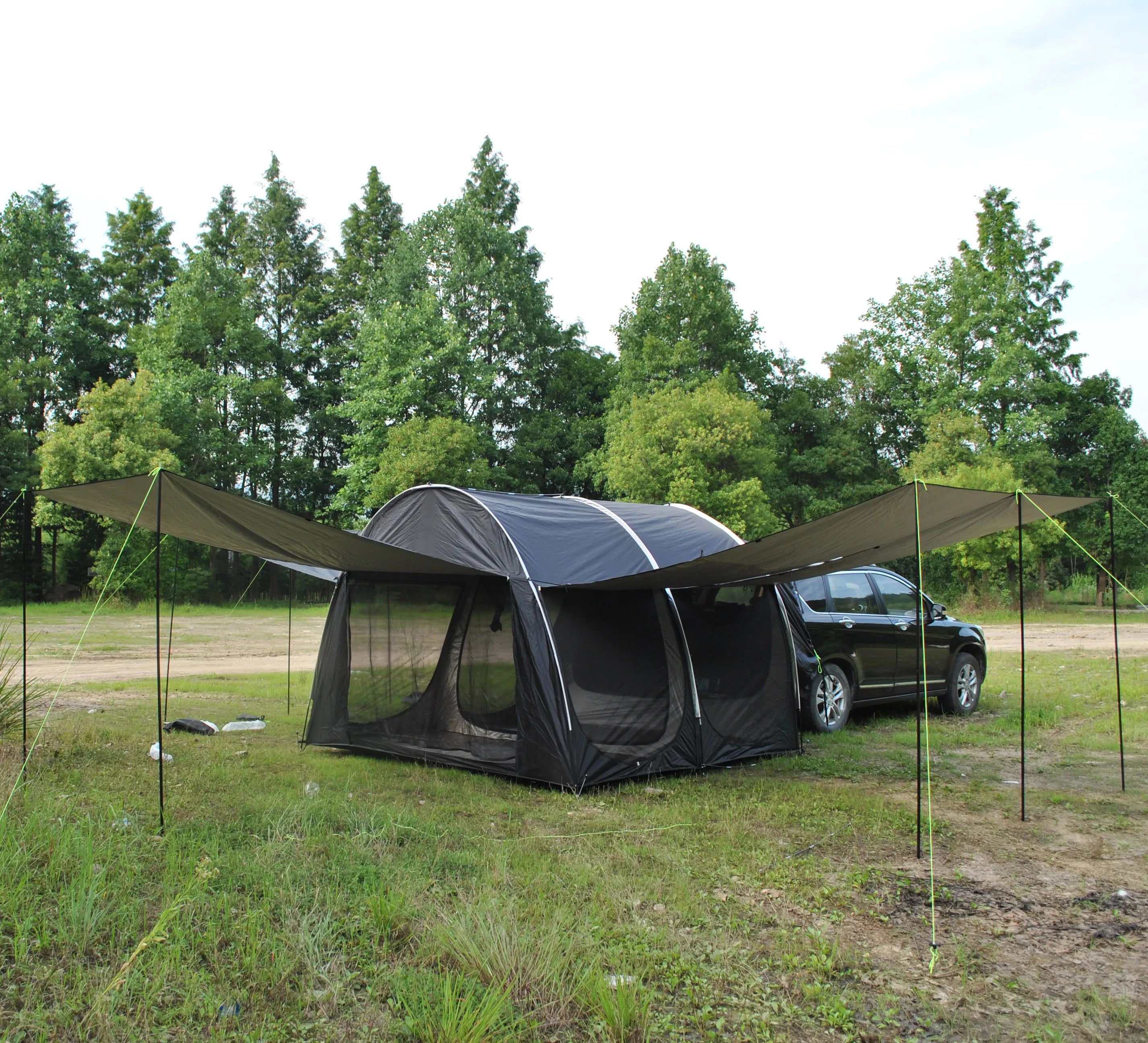 CZX-625 Car Rear Awning Tent 2-Room Portable Outdoor Camping Canopy Rainproof Pergola for Multi-Person for Car Rear Camping