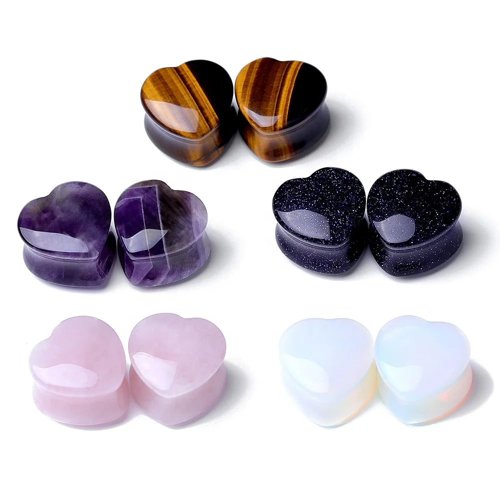 Gaby New Arrive Nature Stone  Ear  Plug  Popular Luxury  Earring Plug Stretch Tunnel Piercing Jewelry