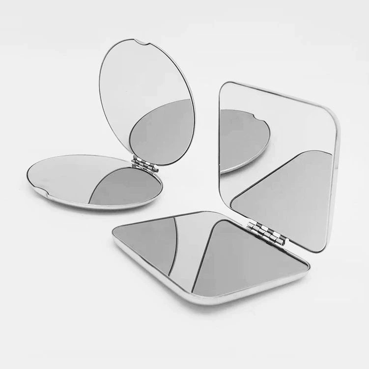 Customized High- Grade Double-sided Folding Mirror Round Square 7cm Diameter Stainless Steel  Metal Compact Mirror