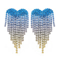 Trendy Lightweight Copper Alloy Chandelier Earrings for Women Long Dangling Cubic Crystal Rhinestones Tassel Fashion Hoop Ear