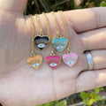 Fine Evil Eye Zircon Stainless Steel Enamel Heart Pendant Necklace with Link Chain for Women Wedding & Party Occasions