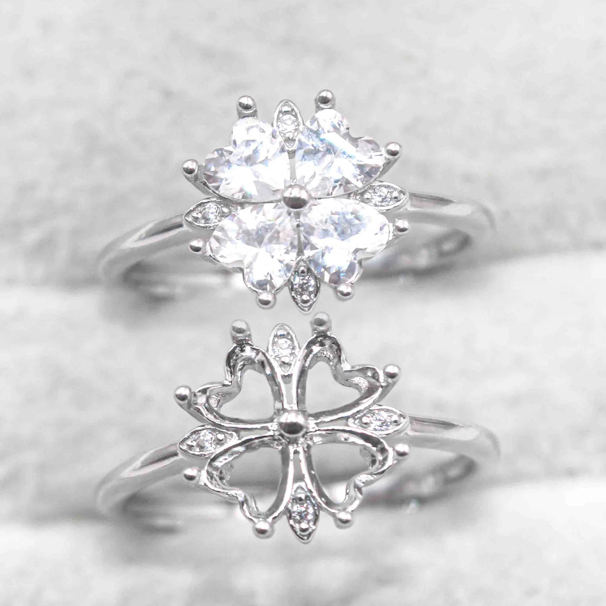 Sterling Silver 4*4mm Semi Mount Heart Shape Ring Empty Frame Blank Claws Setting S925 Base Without Center Stone for DIY Inlay