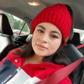 Slouchy Beanie Hat for Men and Women Winter Warm Chunky Soft Oversized Checked Jacquard 100% Cotton Travel