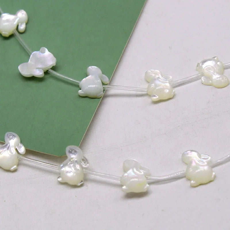 Wholesale Natural Animal Shape Rabbit White Bunnies Shell Beads for DIY Handmade Bead Jewelry Making