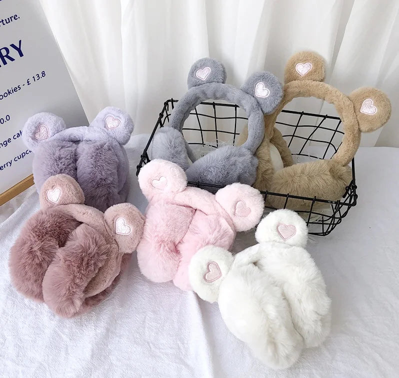 New Winter Cartoon Net Red Small Animals Warm Cute Students Go Out Cold-Proof Earmuffs Foldable Faux Fur Plush Earmuffs Girl