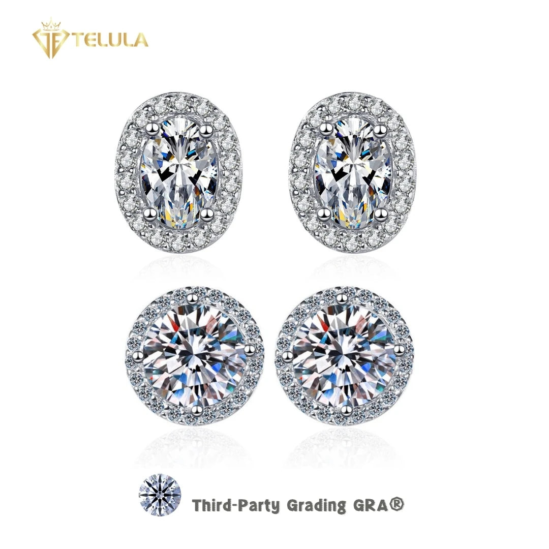Classic 1ct Oval Moissanite Diamond Earrings 925 Sterling Silver Vvs Certified Women Moissanite Earrings