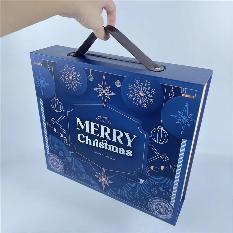 Reusable Custom Empty Craft 24 Day Ramadan Advent Calendar Christmas Toy Chocolate Paper Box Candy Paper Flat Package /W Handle