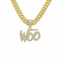 SSeeSY Fashion Alloy Men's Hip-hop Moissanite Ice Out Diamond Pendant Jewelry Letter Miami Cuban Link Chain Men Necklace for Men