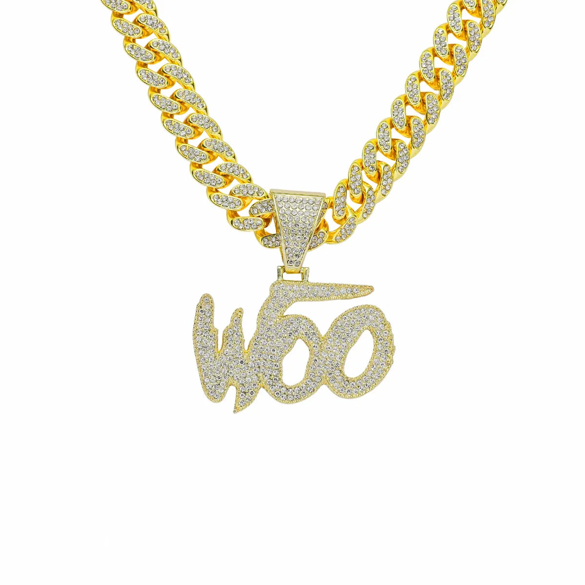 SSeeSY Fashion Alloy Men's Hip-hop Moissanite Ice Out Diamond Pendant Jewelry Letter Miami Cuban Link Chain Men Necklace for Men