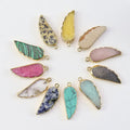 Natural Angel Wings Crystals Pendant and Charm Feather Stone Gemstone Pendants Charms for NECKLACES Jewelry Making