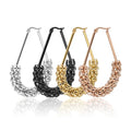 Cool Punk Women's Large 40mm Black Stainless Steel Oval Hoop Earrings Fashionable Fine Surgical Metal Big Circle Design