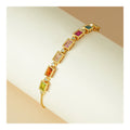 Wholesale Bulk 925 Sterling Silver Colorful Tennis Bracelet Baguette Rainbow Zircon Gold Plated Jewelry for Women