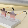 Hot Sale Party Yellow Blue Sunglasses Star Shaped Fashion Rimless Design Shades Sunglasses Stylish Luxury Metal Sun Glasses