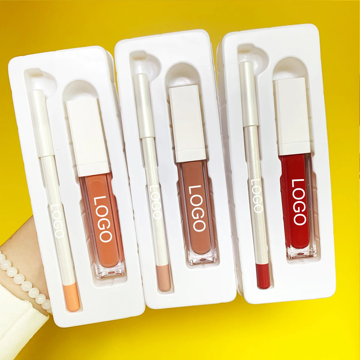 Low MOQ Cruelty Free Long Lasting Waterproof Mineral Liquid Lip Gloss and Lip Liner Set Vegan Private Label