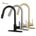2021 Brushed Golden Pulldown Kitchen Sink Mixer Faucet with Pull