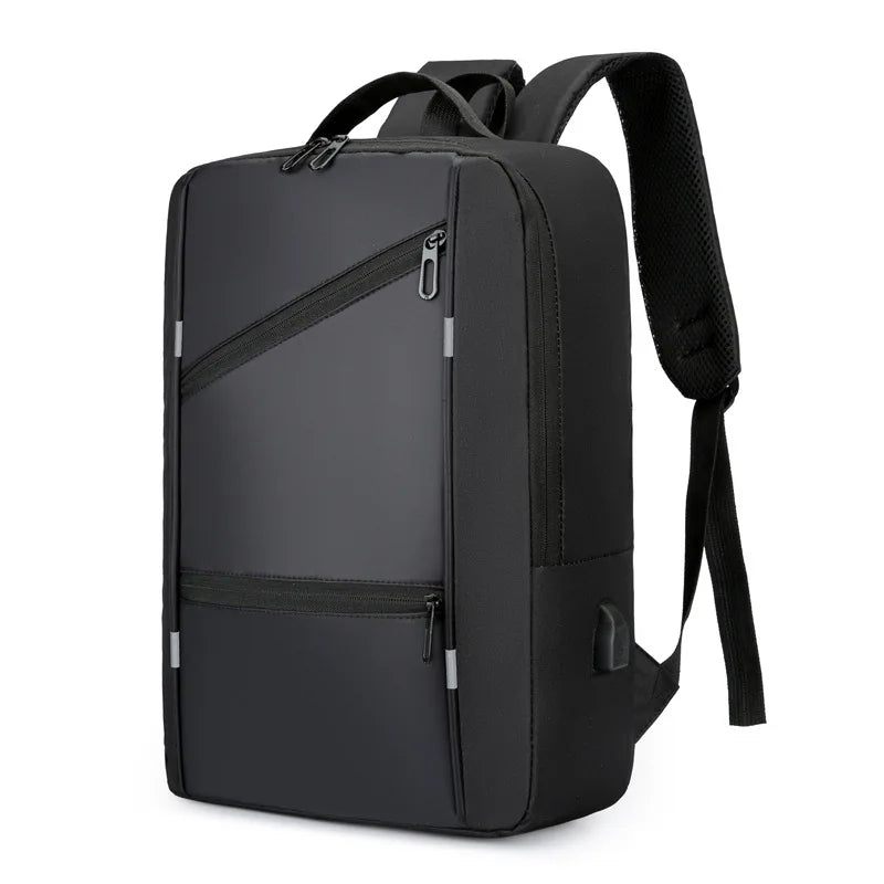 USB Charging Port Men's School and Travel Laptop Backpack Waterproof Zipper Closure with Polyester Lining Letter Pattern Style