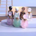 Wholesale Semi-Precious Stone Crafts Essential Oil Perfume Bottle Luxury Gold Natural Crystal Carved Engraving