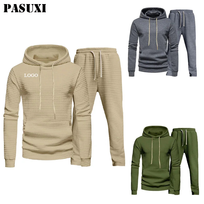 PASUXI Men's Fashion Autumn Winter Hoodie and Pants Suit Sportswear Casual Slim Fit Men's Sports Shirt Jogging Sportswear