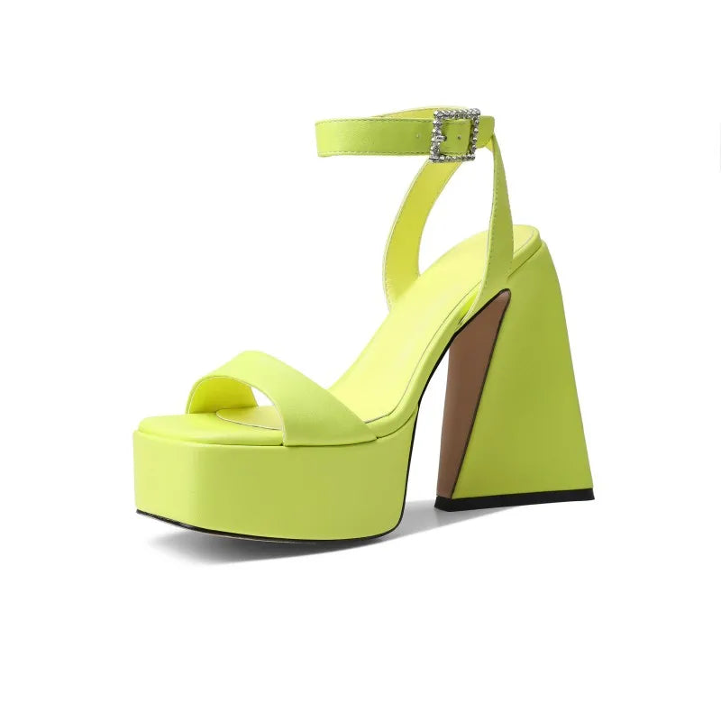 Sandalias Con Plataforma Ladies Fashion Block Heel Dress Shoes Open Toe Chunky Heel Ankle Strap Platform Sandals for Women