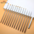 Custom Logo Gray Acrylic Handle Liner 3D Gel Flat Oval Slanted Ombre Fan Gradient Nylon Durable Multifunctional Nail Art Brush
