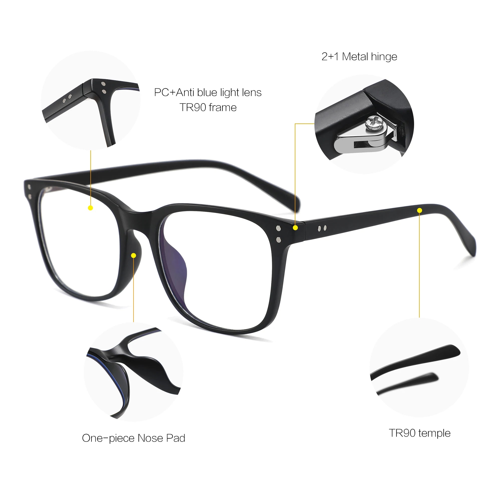 Fashion square TR90 Spectacle Customized Designer Anti Blue Light Glasses Optical Frames Eyeglasses
