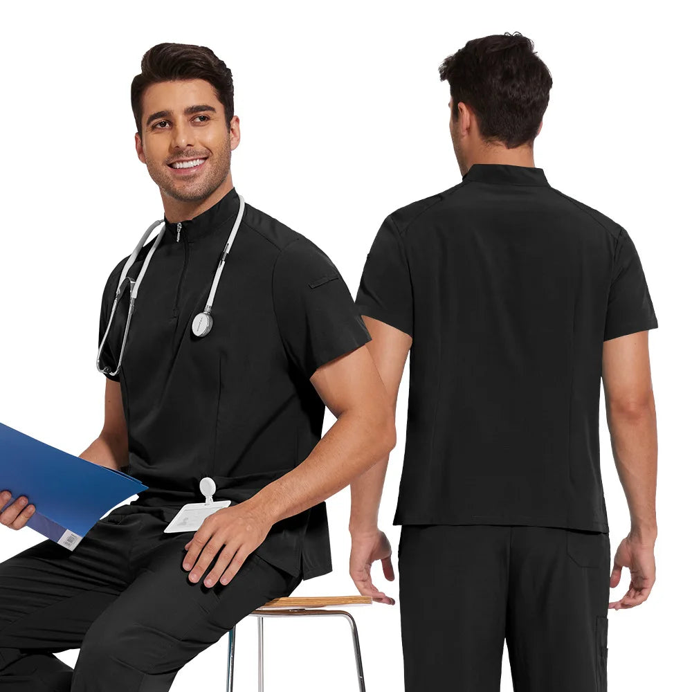 Niaahinn Popular Fashion Design Unisex Hospital Scrubs Nursing Stretch Uniforms Set Wholesale Top and Jogger Pants