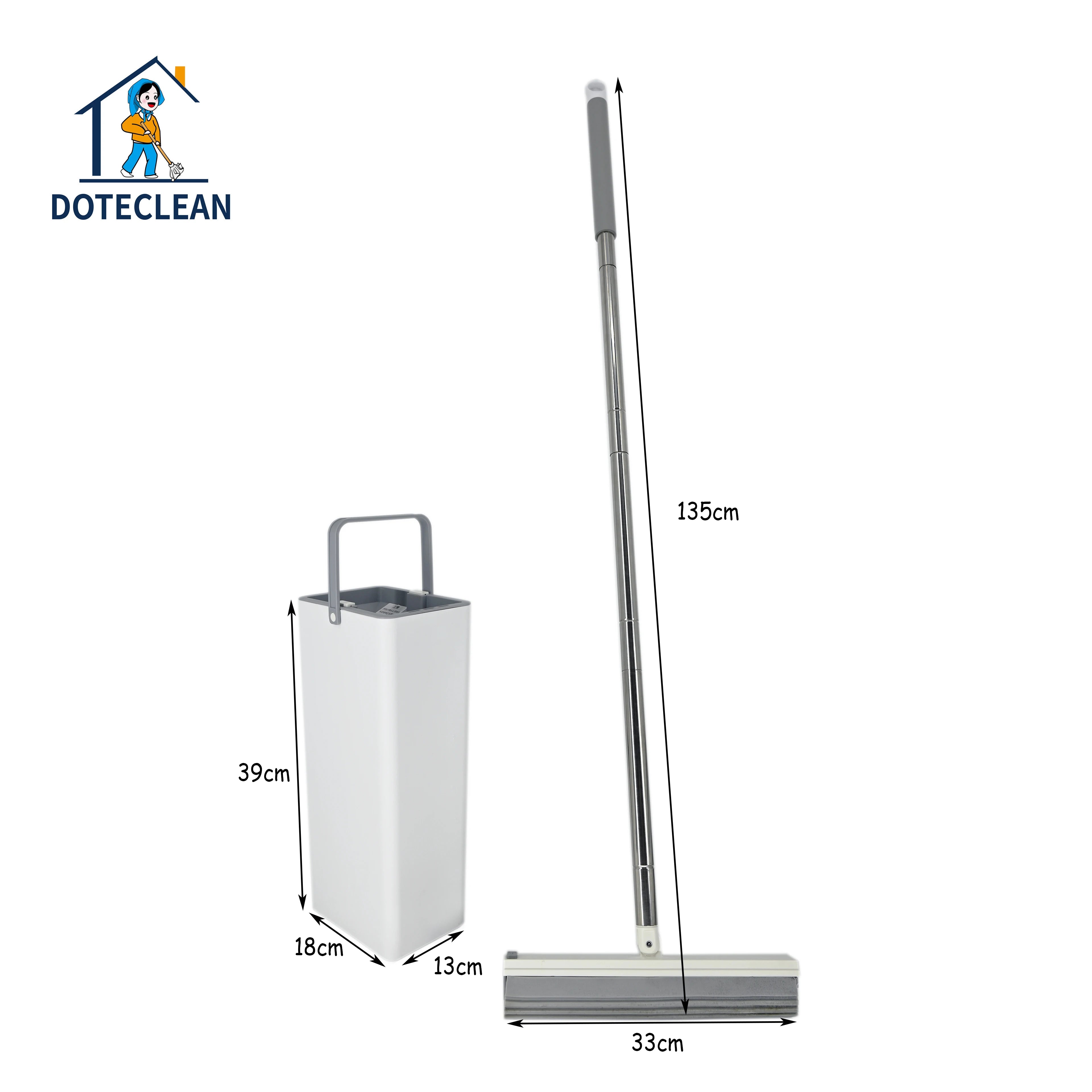 Swivel Handle PVA Mop with Wash & Squeeze Wringer Bucket for Efficient House Floor Cleaning