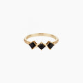 LOZRUNVE Elegant Three Triple Black Cubic Zirconia 18k Gold Ring 925 Sterling Silver
