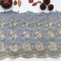New Fashionable 26cm Wide Bohemian Style Black Embroidered Lace Fabric for Wedding Headband Accessories