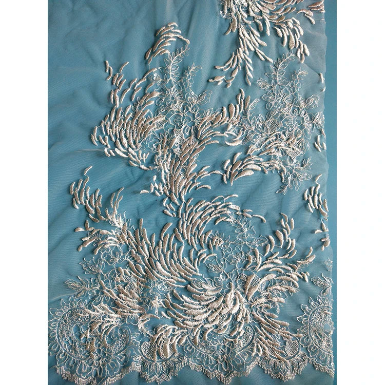 Wholesaler White Embroidery Lace Fabric French Wedding Dress Lace Evening Dress Fabric