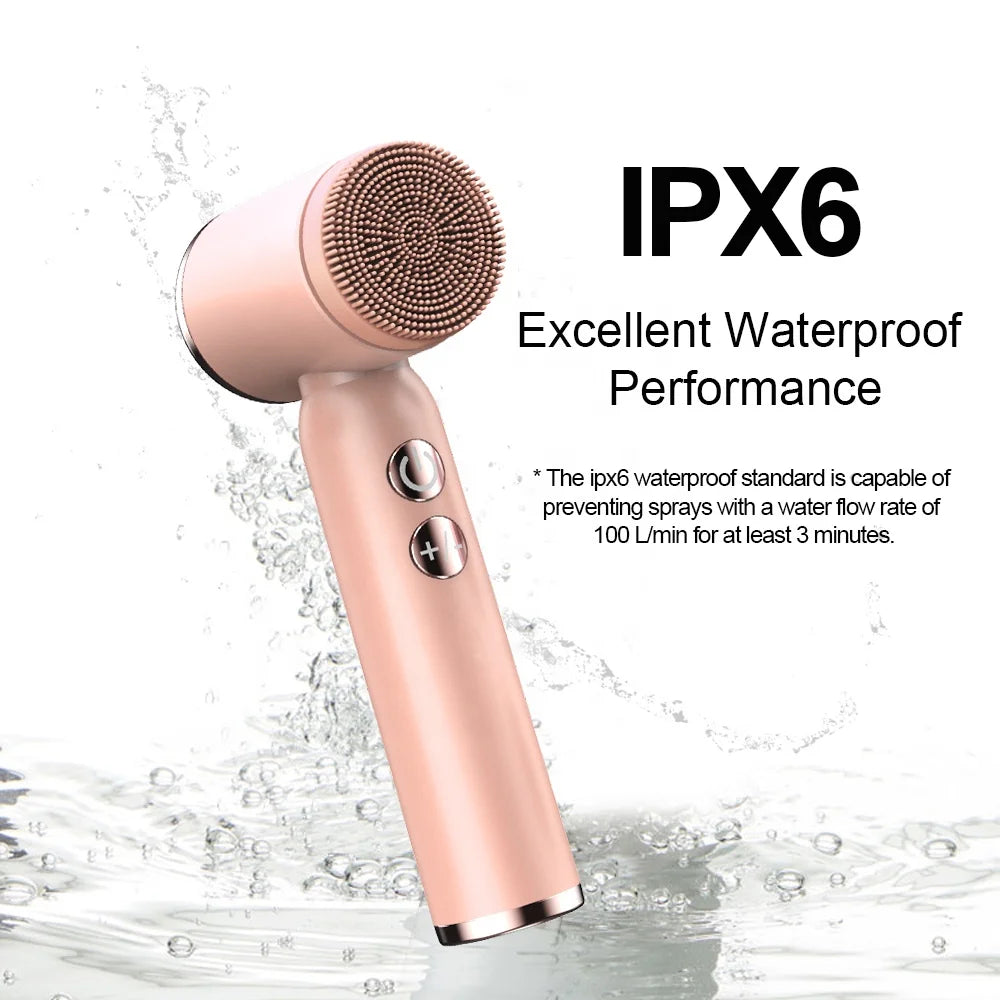 Waterproof Rechargeable Electric Face Wash Brush Vibration LCD Display Screen Silicone Facial Nose Lips Skin Rejuvenation