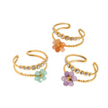 18K Gold Stainless Steel New Flower Ring Colorful Crystal Flower Diamond Hollow Adjustable Zircon Wedding Engagement Gift Party
