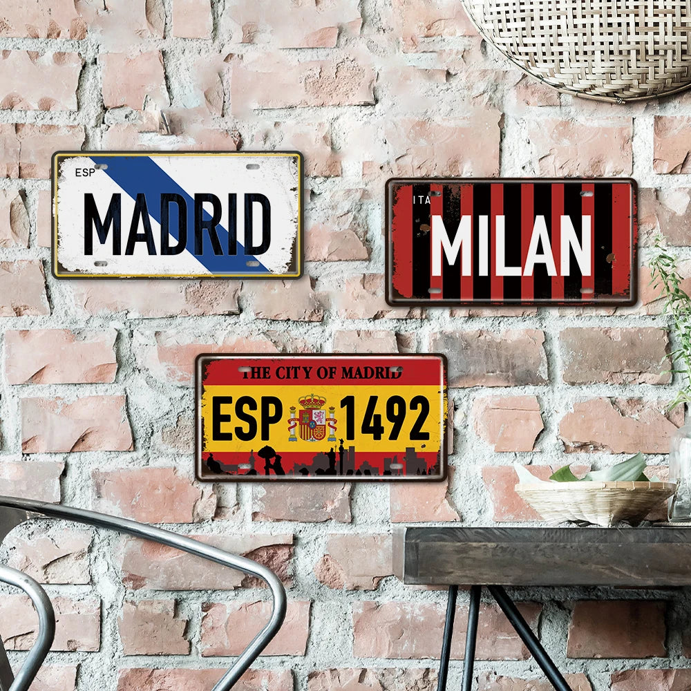Putuo Decor Vintage Rust Wall Country Car License Plate Sign Metal Tin Sign Home Bar Man Cave Decor