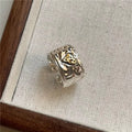 2024 New Wholesale Vintage Hammered Chunky Heart Shape Rings 925 Sterling Silver Women Party Rings