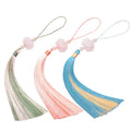 Factory 16cm Mixed Color White Jade Lotus Accessory Hanging Ornament Leather Tassells Tassel Fringe